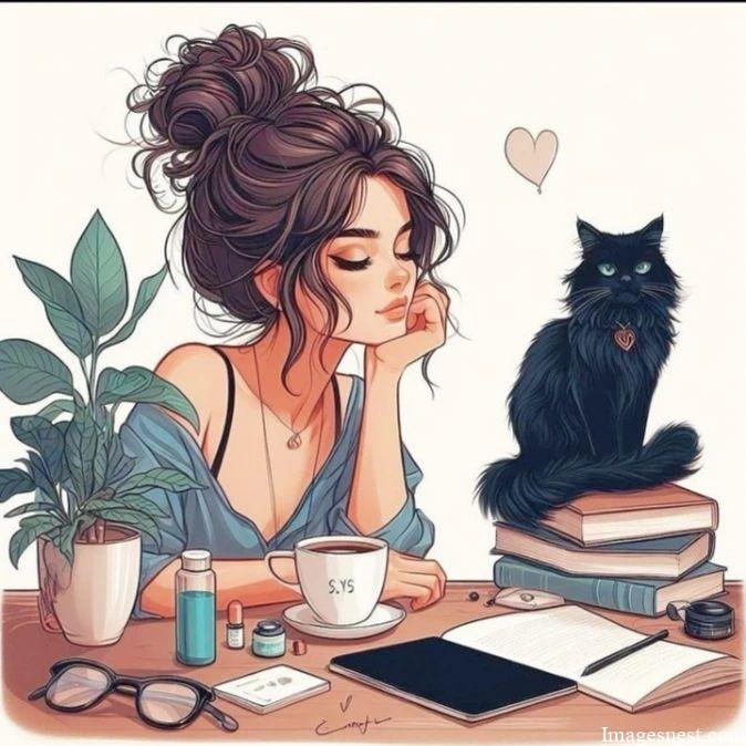 cute girl dp with cat